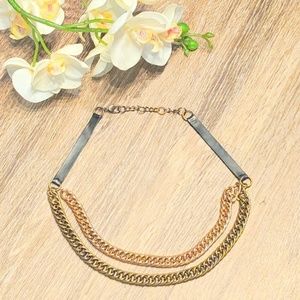 Multi Layered Antique Gold and Black Necklace